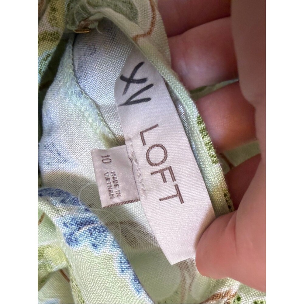 LOFT Ann Taylor Floral Sleeveless A-Line Dress in Light Green and Blue Sz 10 - Picture 5 of 6